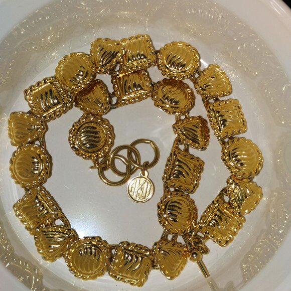 Anne Klein Link Necklace 16 Gold Tone Chunky Adjustable Toggle Clasp Texture - Picture 6 of 9